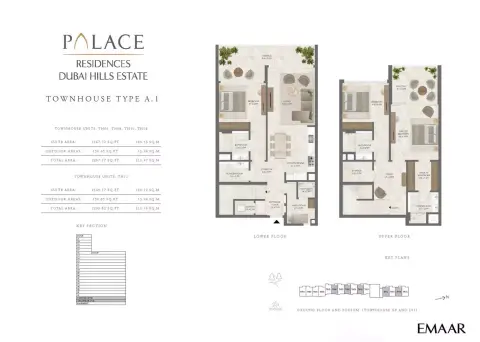 Plattegrond van 3 slaapkamers in Palace Residences Dubai Hills