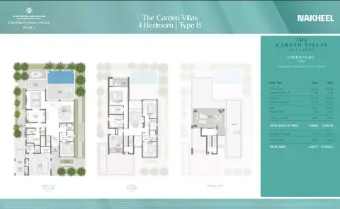 Plattegrond van 4 slaapkamers in District One West Phase 2 By Nakheel