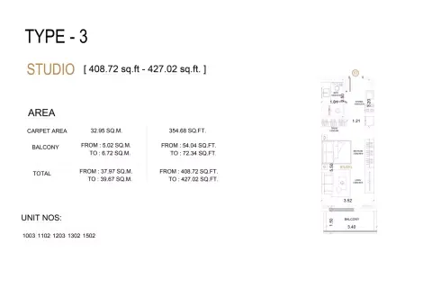 Plattegrond van Studio in VUE Crystal Bay