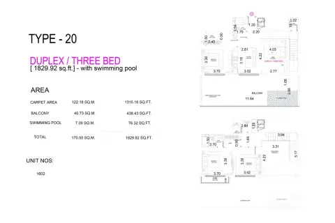 Plattegrond van 3 slaapkamers in VUE Crystal Bay