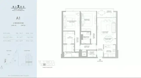 Plattegrond van 2 slaapkamers in Rixos Hotel & Residences