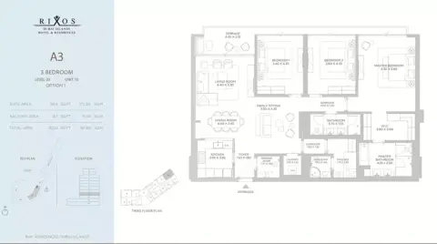 Plattegrond van 3 slaapkamers in Rixos Hotel & Residences