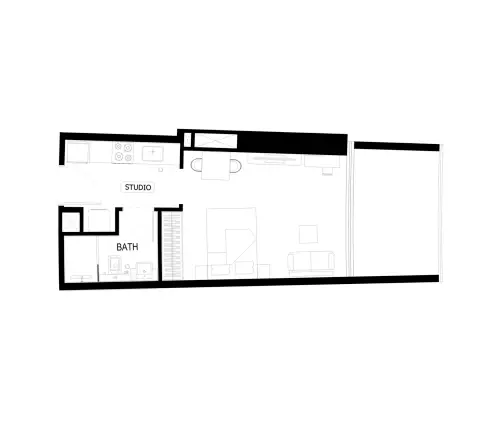 Plattegrond van Studio in Binghatti Hills