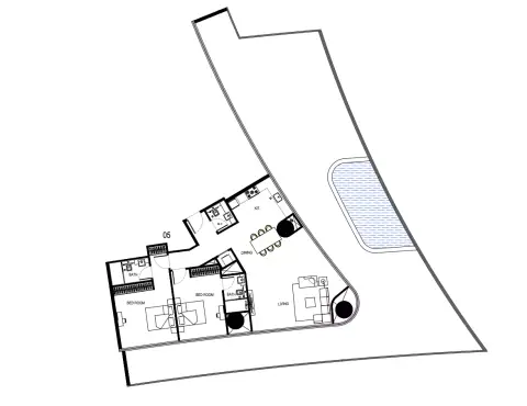 Plattegrond van 2 slaapkamers in Binghatti Hills