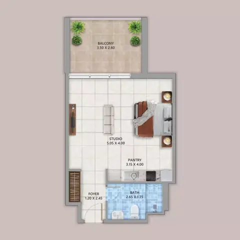 Plattegrond van Studio in Linden Residences