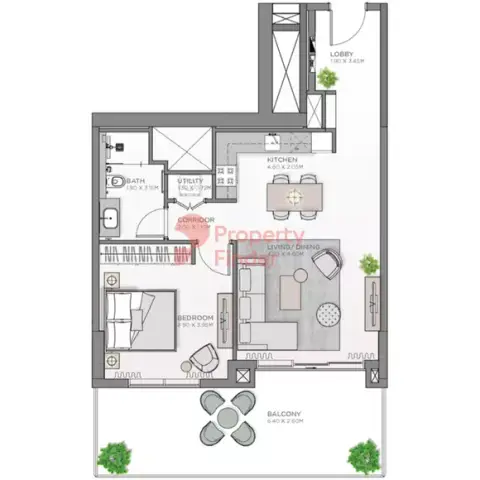 Plattegrond van 2 slaapkamers in Fern Central Park