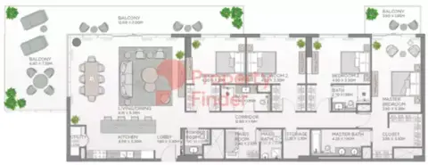 Plattegrond van 4 slaapkamers in Fern Central Park