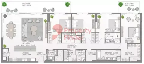 Plattegrond van 4 slaapkamers in Fern Central Park
