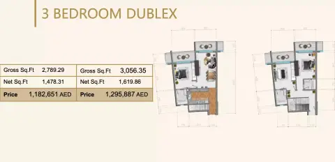 Plattegrond van 3 slaapkamers in V Tower By Tiger Group