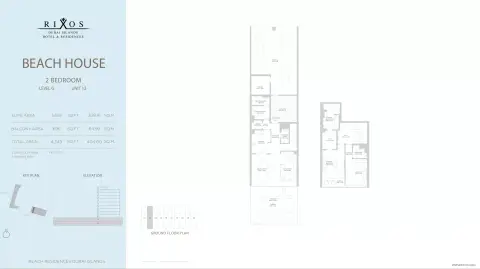 Plattegrond van 2 slaapkamers in Rixos Phase 2 By Nakheel