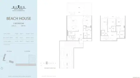 Plattegrond van 3 slaapkamers in Rixos Phase 2 By Nakheel
