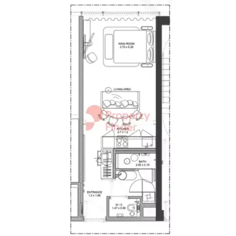Plattegrond van Studio in Mama Residences