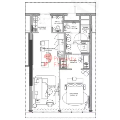 Plattegrond van 1 slaapkamer in Mama Residences