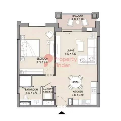 Plattegrond van 1 slaapkamer in MJL 7