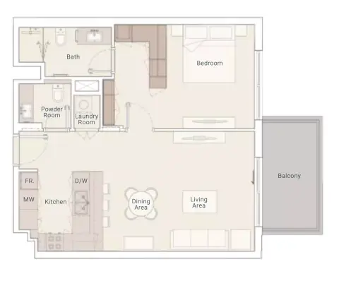 Plattegrond van 1 slaapkamer in Rosemont Residences