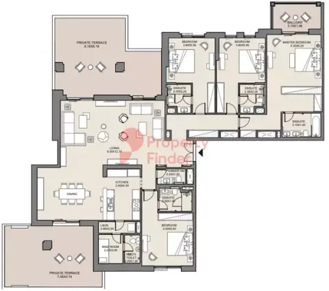 Plattegrond van 4 slaapkamers in Jadeel Phase 3 By Meraas