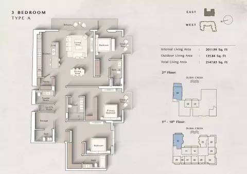 Plattegrond van 3 slaapkamers in Art Bay East