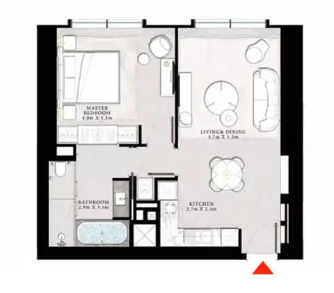 Plattegrond van 1 slaapkamer in St Regis The Residences