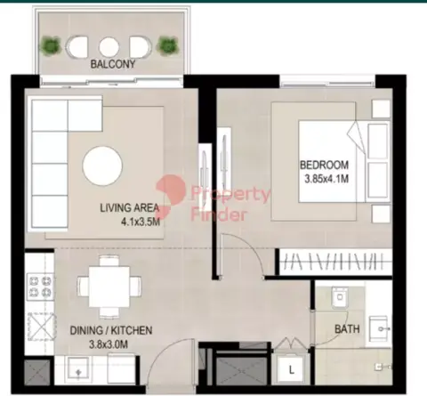 Plattegrond van 1 slaapkamer in Ayala on the Park