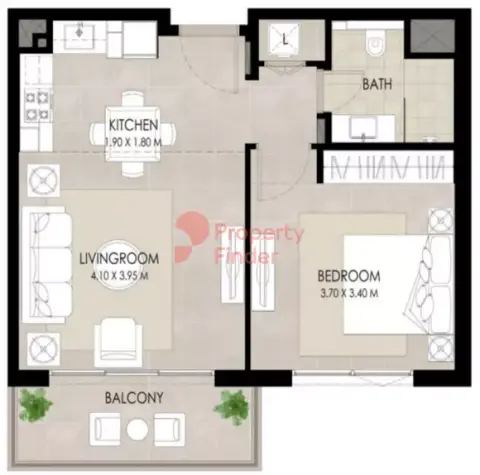 Plattegrond van 1 slaapkamer in Holland Gardens