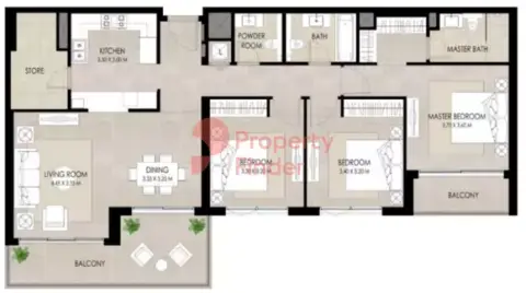 Plattegrond van 3 slaapkamers in Holland Gardens