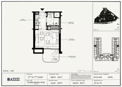 Plattegrond van Studio in Azizi Jewel