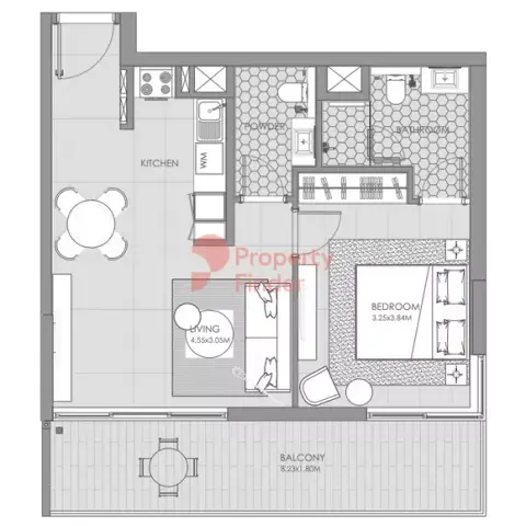 Plattegrond van 1 slaapkamer in MAG City Meydan