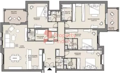 Plattegrond van 4 slaapkamers in Jadeel Phase 2 By Meraas