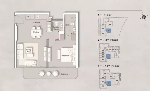 Plattegrond van 1 slaapkamer in Iraz Creek View By Iraz