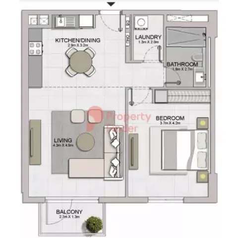 Plattegrond van 1 slaapkamer in Le Ciel