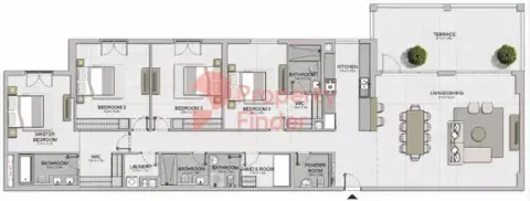 Plattegrond van 4 slaapkamers in Le Ciel