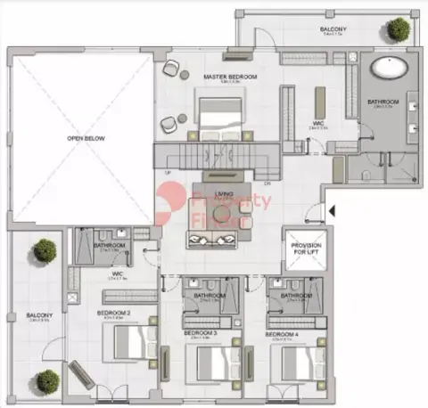 Plattegrond van 5 slaapkamers in Le Ciel