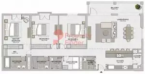 Plattegrond van 3 slaapkamers in Le Ciel