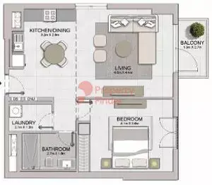 Plattegrond van 1 slaapkamer in Le Ciel