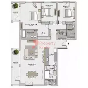 Plattegrond van 3 slaapkamers in Le Ciel