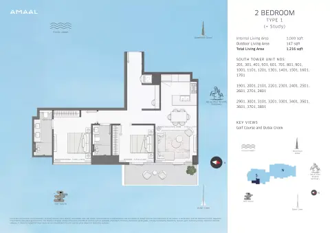Plattegrond van 2 slaapkamers in Amaal 8