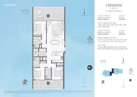 Plattegrond van 3 slaapkamers in Amaal 8