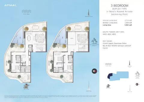 Plattegrond van 3 slaapkamers in Amaal 8