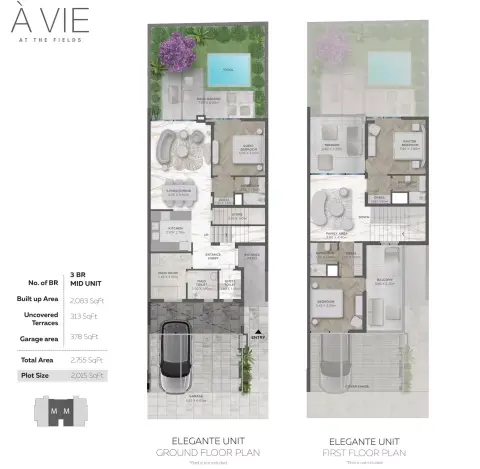 Plattegrond van 3 slaapkamers in Elie Saab À Vie By G&Co