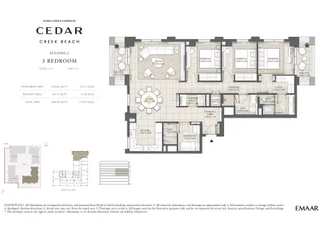 Plattegrond van 3 slaapkamers in Cedar Creek Beach