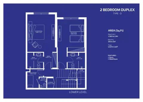 Plattegrond van 2 slaapkamers in Eleganz By Danube