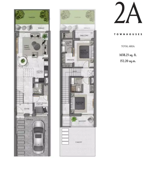 Plattegrond van 2 slaapkamers in MAG City Townhouses