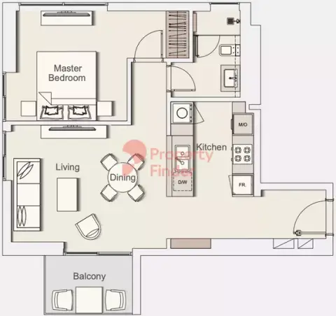 Plattegrond van 1 slaapkamer in Wilton Park Residences Phase 2 By Ellington