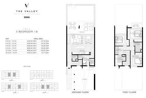 Plattegrond van 3 slaapkamers in Nara Phase 2 By Emaar