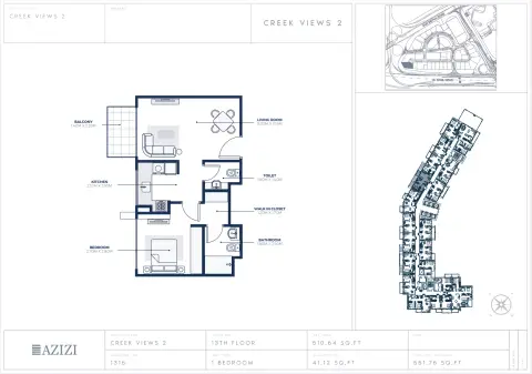 Plattegrond van 1 slaapkamer in Creek Views Phase 2