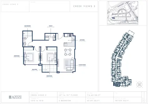 Plattegrond van 2 slaapkamers in Creek Views Phase 2