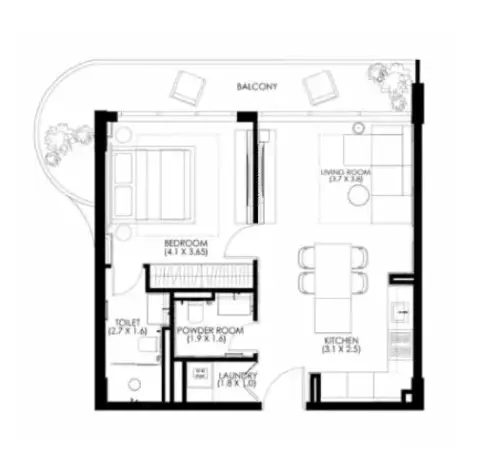 Plattegrond van 1 slaapkamer in Hammock Park