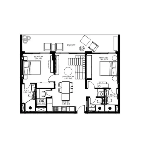 Plattegrond van 2 slaapkamers in Hammock Park