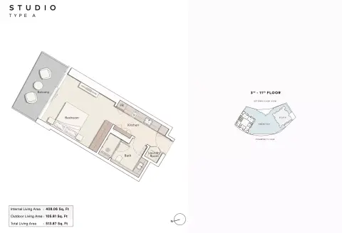 Plattegrond van Studio in Mercer House