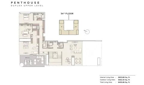 Plattegrond van 4 slaapkamers in Mercer House
